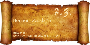 Horner Zalán névjegykártya